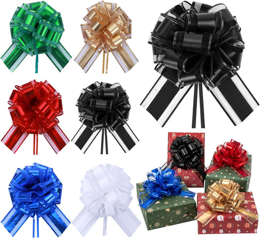 6 Pcs 6 Inch Black Pull Bows, Perfect for Gift Wrapping, Weddings, Party Decorations, Crafts Easy-to-Use Pull Bows for Gifts and Events