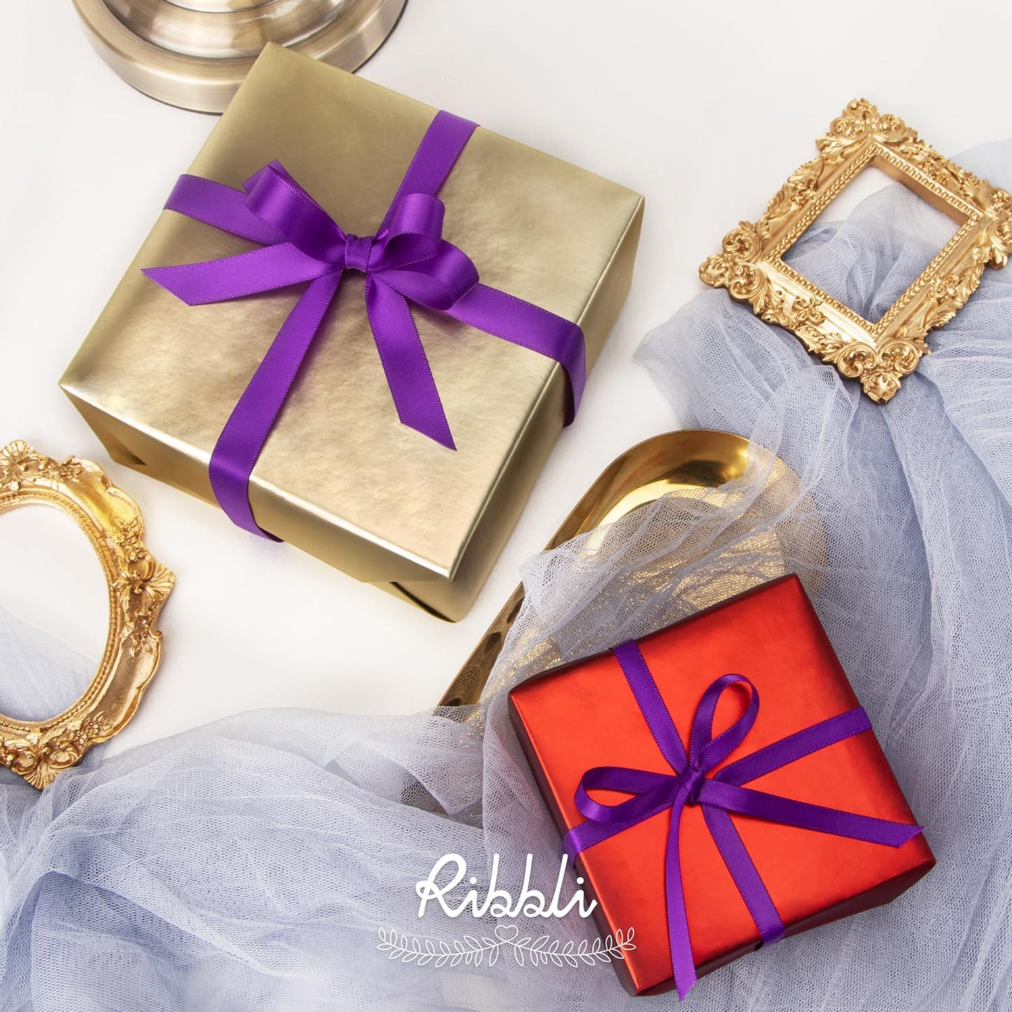 Ribbli Purple Double Faced Satin Ribbon,1/4” x Continuous 25 Yards,Use for Craft Bows Bouquet, Gift Wrapping, Wedding Decoration, Floral Arrangement