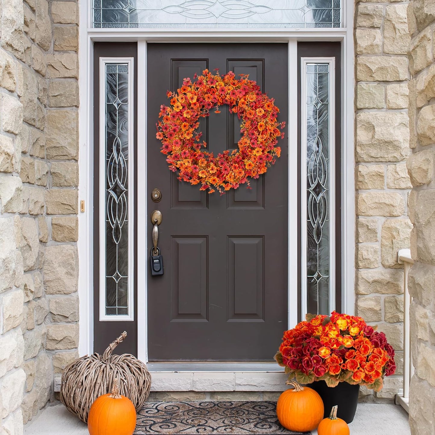 Fall Mums Flowers Artificial Garland for Decoration, 4 Pack 5.9 FT Faux Mums with Eucalyptus Leaves Ivy, UV Resistant Fake Fall Daisy Floral Vine Flowers for Home Garden Wedding Backdrop Decor