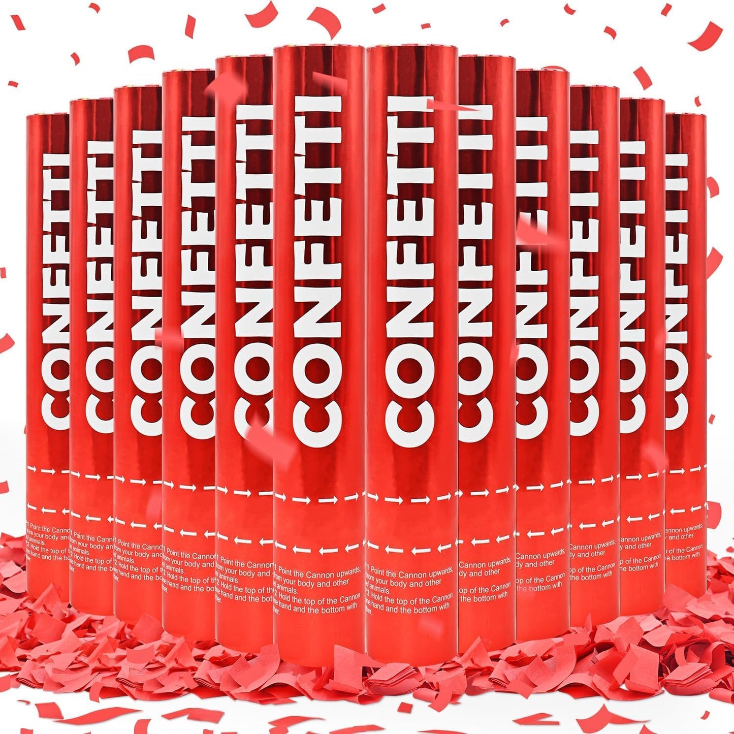 Confetti Cannon Red Biodegradable Confetti Poppers 12Pack Party Poppers Confetti Shooters Red Popper Sticks for Wedding Graduation Engagement Anniversary Bridal Shower Valentines Day Birthday