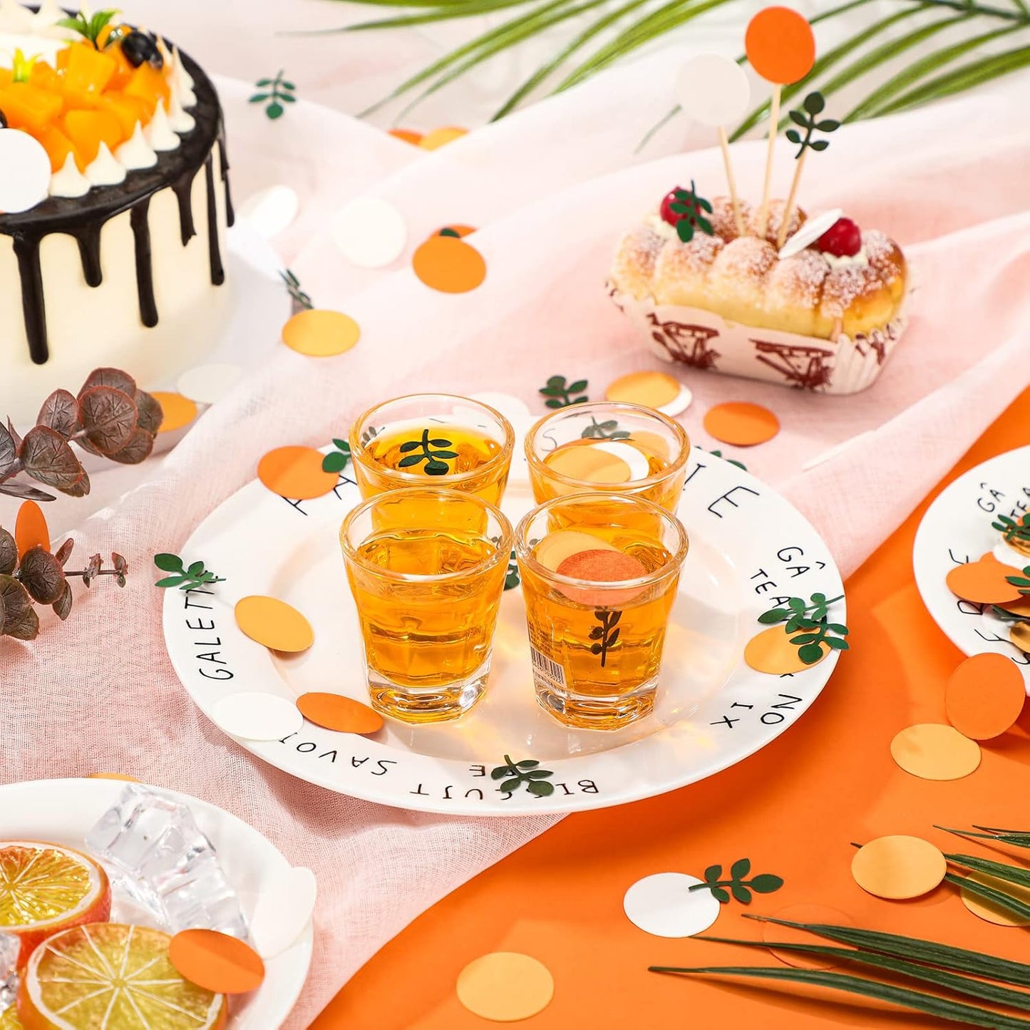 200 Pcs Little Cutie Baby Shower Confetti with Eucalyptus Decorations Hey Cutie Citrus Tangerine Themed Table Scatter Sprinkle Confetti Supplies (Orange Series)