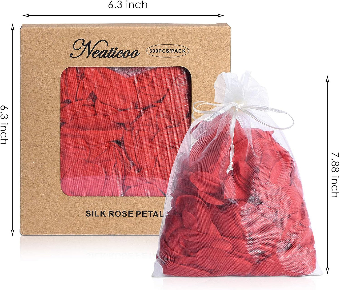 300pcs Artificial Red Rose Petals for Romantic Night Flower Girl Silk Flower Petals for Wedding Aisle Table Centerpieces Confetti Party Favors Table Decoration(Red)