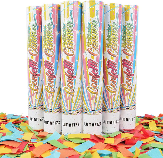 12 InchConfetti Biodegradable [6 Pack Confetti Cannons | Multicolor Confetti Poppers for Wedding Celebration, Birthday Party Christmas Eve and New Year Celebration (Dopamine color)