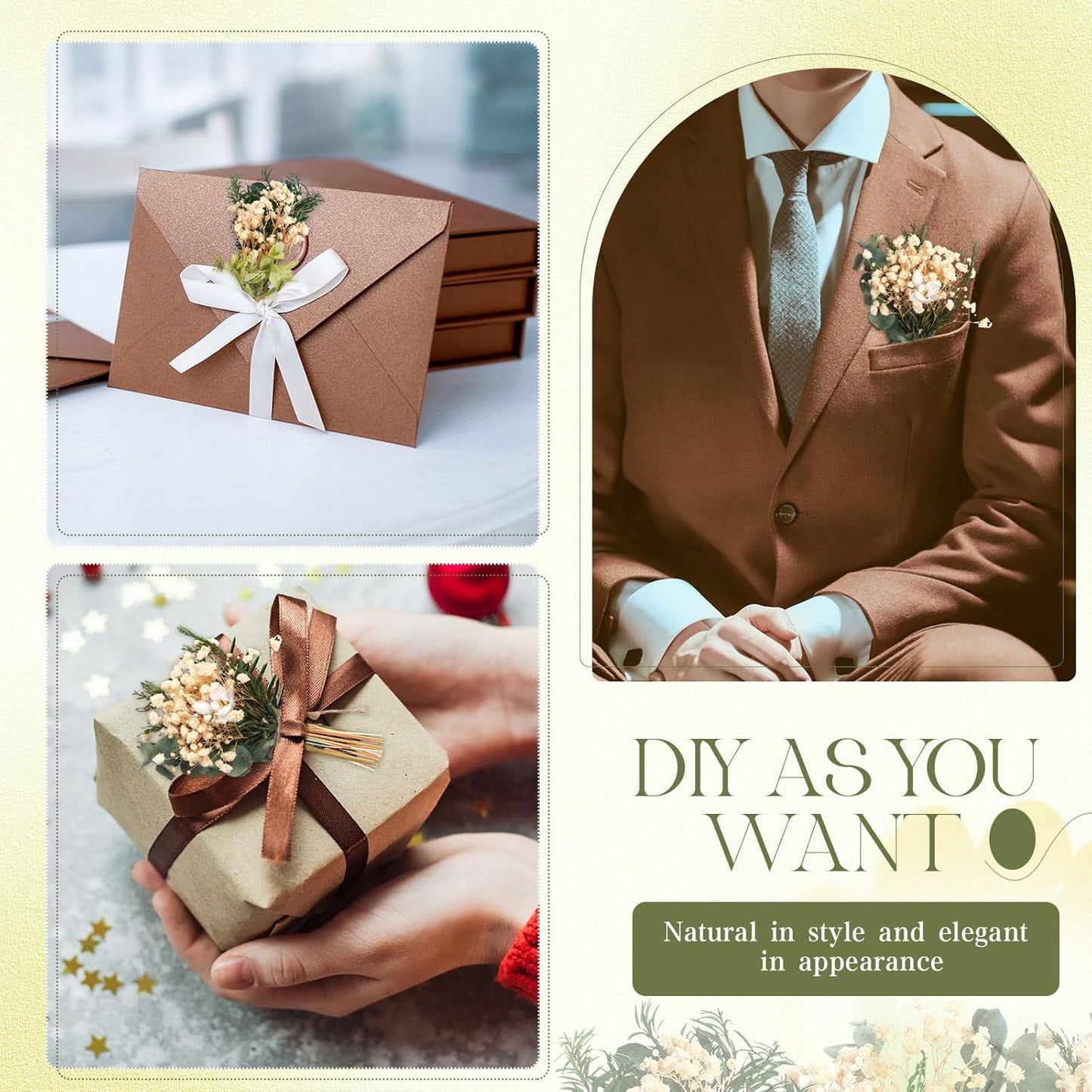 Layhit 12 Pack Boho Dried Flower Bouquet Mini Wedding Handmade Dry Flowers Decor for Vase Crafts DIY Photo Boutonniere for Men Floral Plant for Bridesmaid Gift Birthday Decor