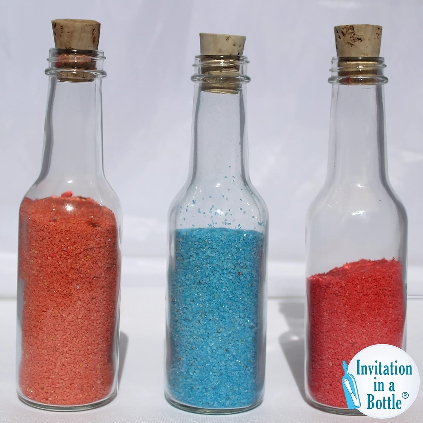 Plastic Bottles & Corks for Bottle Message Invitations, Announcements, DIY Craft, Party Favors & Sand Art - Clear Plastic (450 Bottles & Corks)