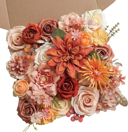 Serra Flora Artificial Flowers Combo Box Set Faux Flowers Bulk Flower Leaf with Stems for DIY Wedding Bouquets Centerpieces Baby Shower Party Home Decorations