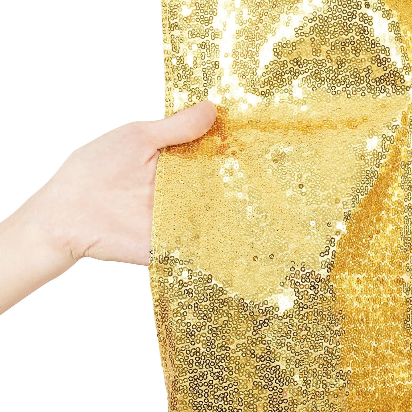 Poise3EHome 6Ft x 8Ft Gold Sequin Backdrop, Glitter Thick Satin Background Drapes, Sparkly Opaque Photography Curtain, Sequence Xmas Thanksgiving Backdrop for Wedding Party Holiday Festival Decor