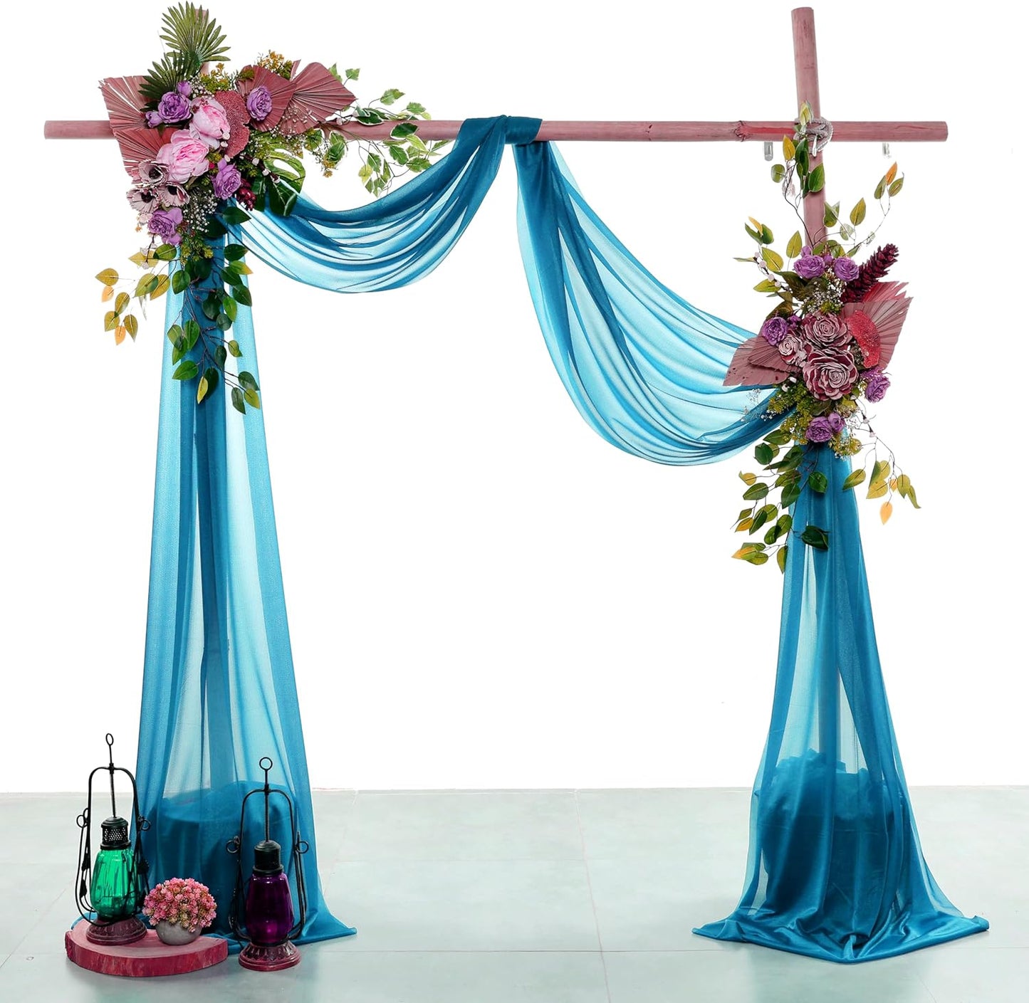 VDS Pack of 1 Panel (30 Inch X 50 Feet) Wedding Arch Draping Fabric Sheer Chiffon Fabric Drapery for Wedding Ceremony Reception Swag Backdrop Canopy Chuppah ARBO Altars Decoration (Dark Teal)