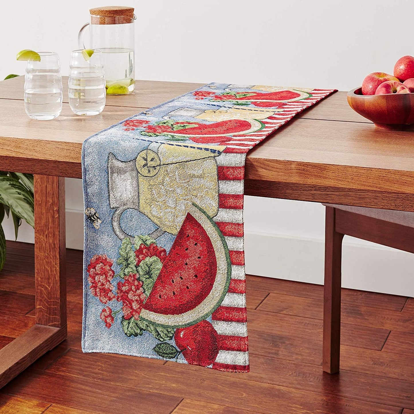 Tache Fruity Drinks Colorful Watermelon Lemonade Decorative Spring Summer Woven Tapestry Table Runners, 13x72