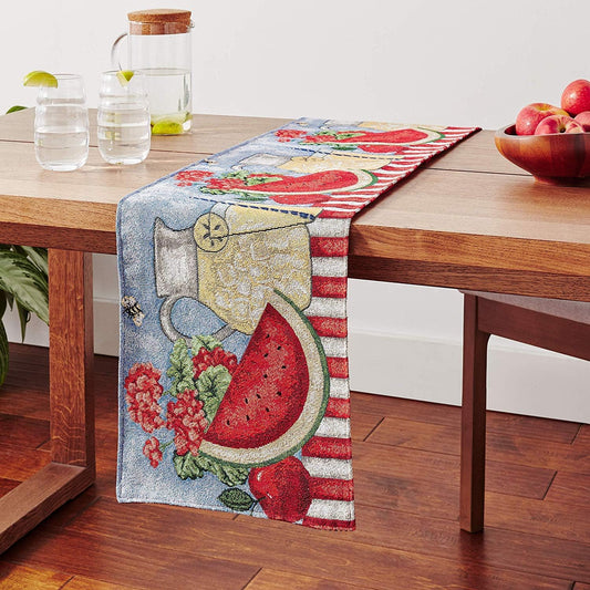 Tache Fruity Drinks Colorful Watermelon Lemonade Decorative Spring Summer Woven Tapestry Table Runners, 13x72