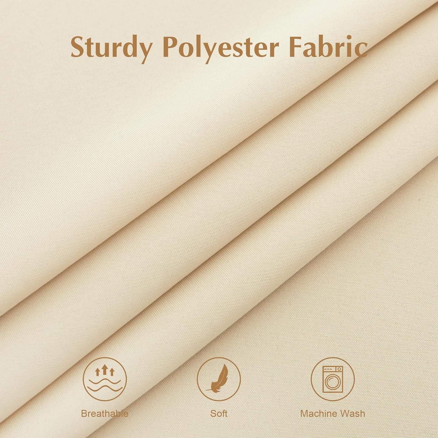 2 Pack Square Table Cloth 48X48 Inch Beige Washable Fabric Tablecloth Polyester Solid Dining Table Cover for Birthday Party Dinner Holiday Outdoor Indoor