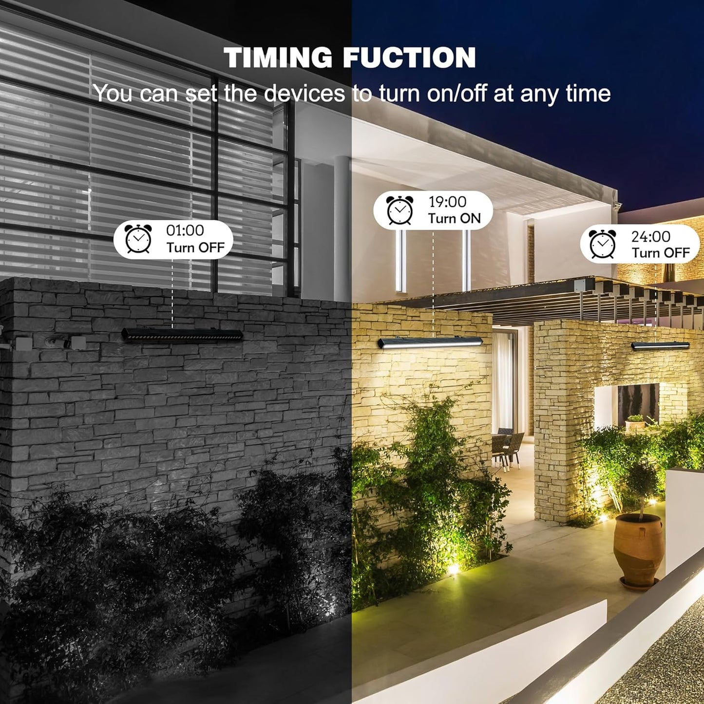 Smart Wall Washer Lights Adjustable Color Temperature 2700K-6500K,72W 9600lm 1%-100% Brightness Dimmable LED Bar Light APP & Remote Control for Outdoor, Compatible with Alexa/Google Assistant