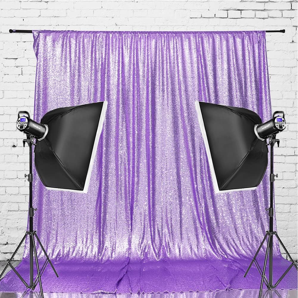 Eternal Beauty Lavender Sequin Backdrop, 4x7 Ft Glitter Background Curtains for Shimmer Photography Party Wedding Birthday Back Drop Decor