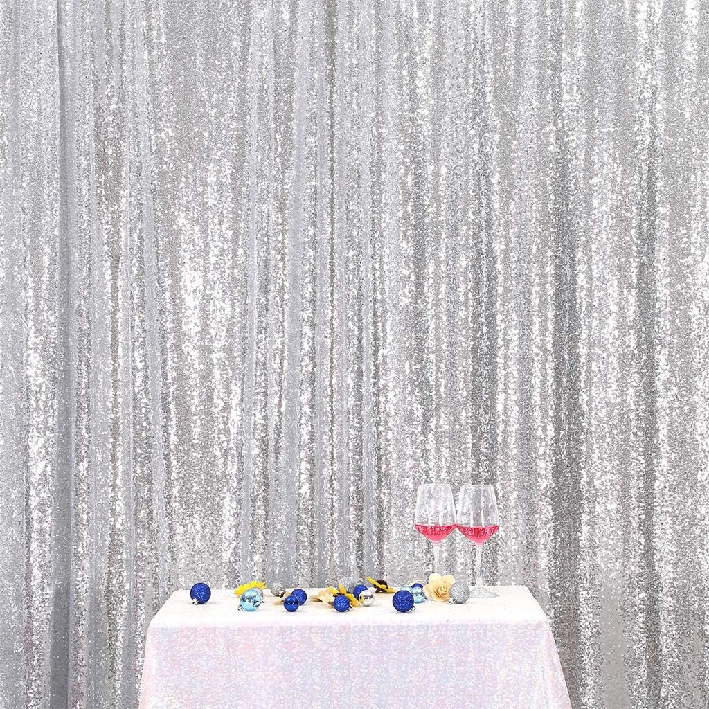 Eternal Beauty Silver Sequin Backdrop, 10x10 Ft Glitter Background Curtains for Shimmer Photography Party Wedding Birthday Back Drop Decor