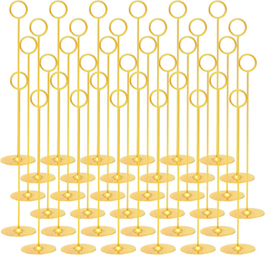Urban Deco 36PK Table Number Holders Place Card Holders 12 Inch Table Card Holders Steel Card Holders for Photos, Food Signs, Memo Notes, Weddings, Restaurants, Birthdays (Gold 36PK)