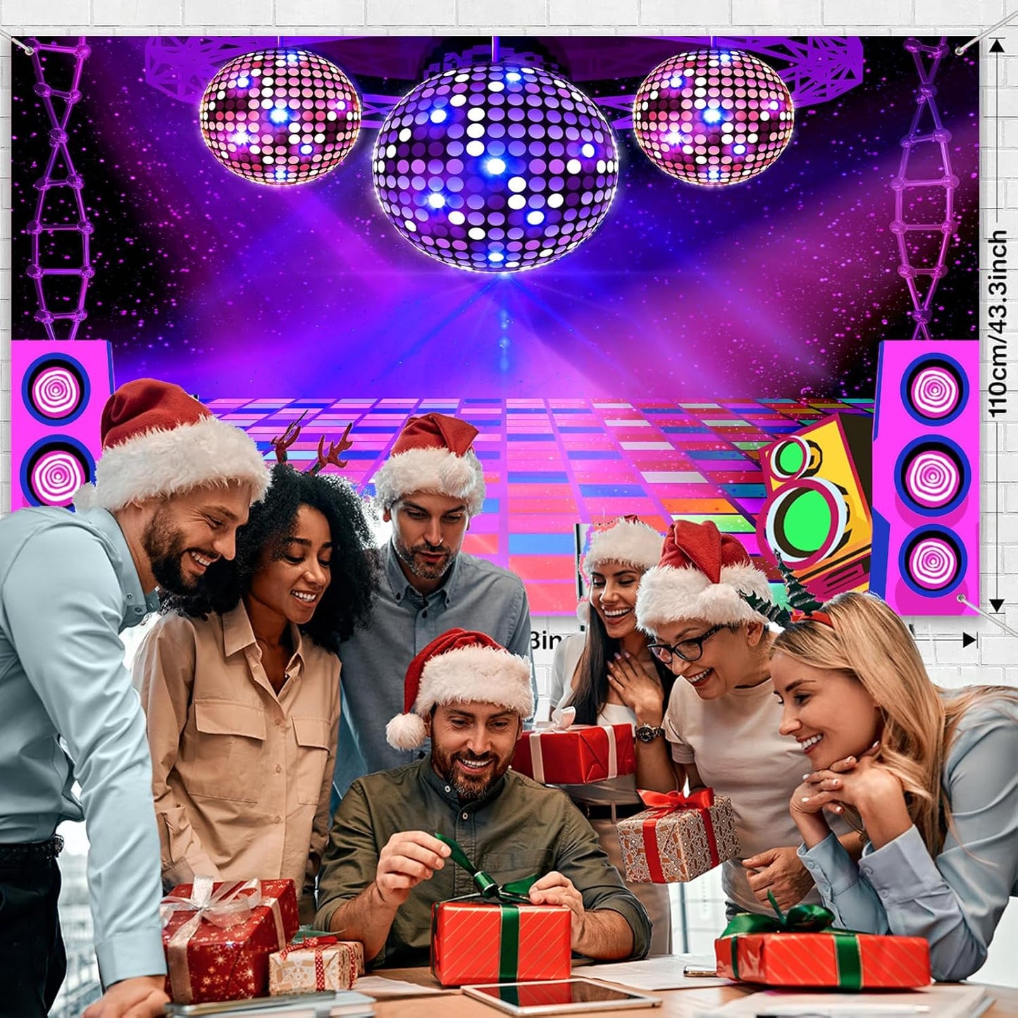 Dance Party Backdrop Retro 80s 90s Theme Stage Dance Ball Music Birthday Party Decoration DJ Photography Background 15 x 10 ft for Baby Shower Picture Photo Shoot Polyester Fabric, Blue