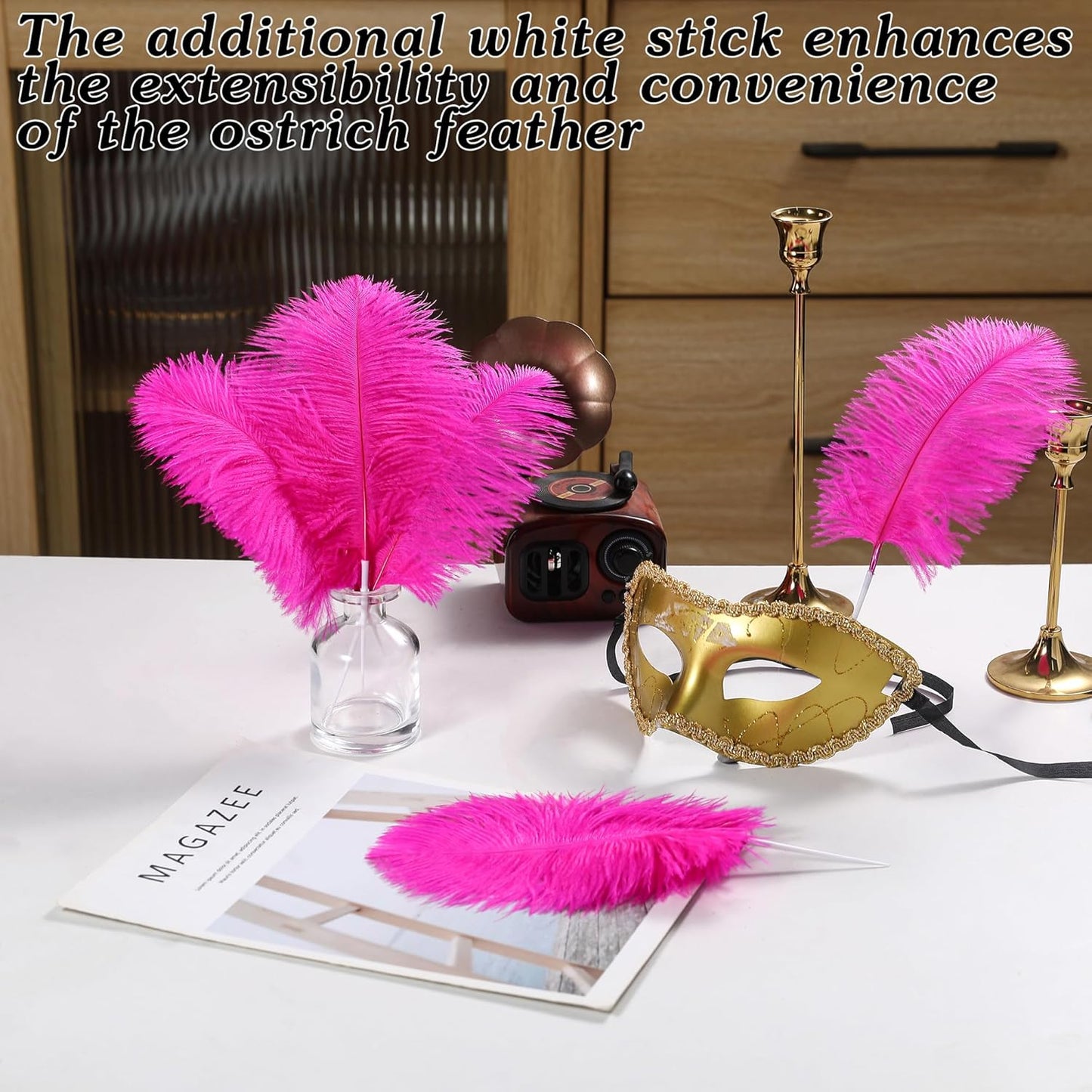 SOGUGOM Fuchisa Craft Ostrich Feathers - 30PCS 8-10 inch Ostrich Feathers Kit for Centerpieces, Kindergarten Crafts, Dream Catchers and DIY Projects(Fuchisa)