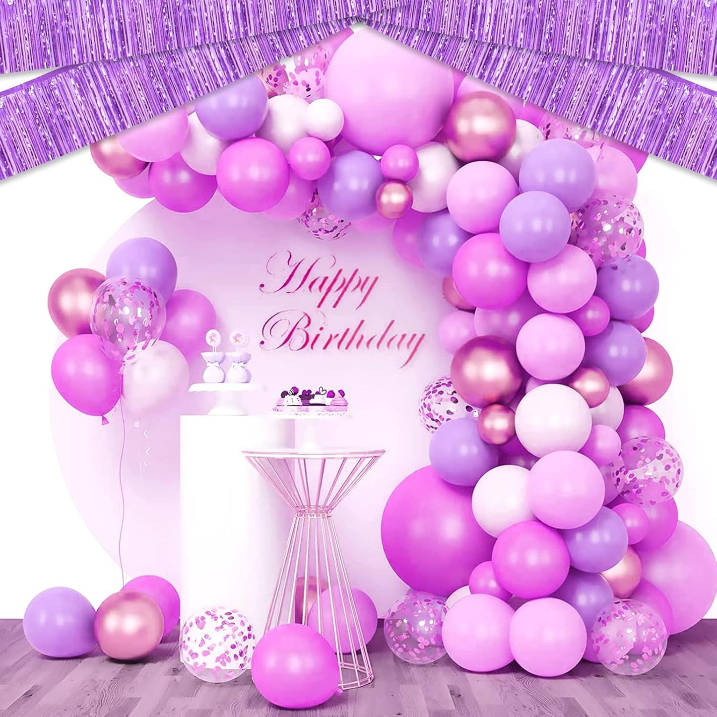 6 Pack 10 Feet Light Purple Foil Fringe Garland Metallic Tinsel Streamers Banner Wall Hanging Curtain Backdrop for Parade Floats, Birthday, Graduate, Mother's Day, Wedding Party Decoration