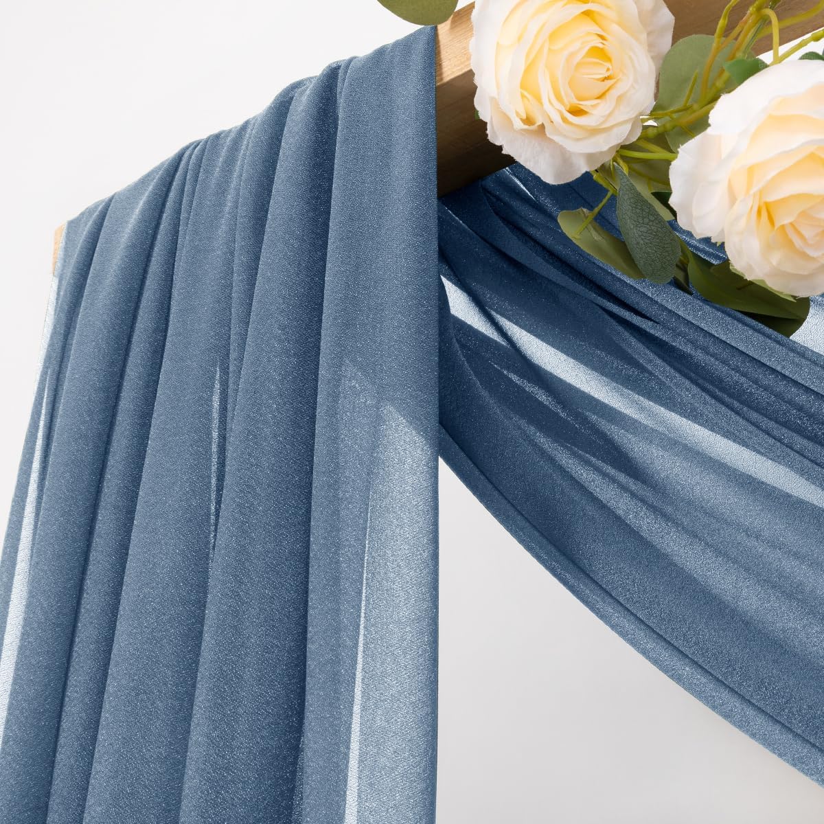 MLMC Dusty Blue Wedding Arch Draping Fabric 1 Panel 29" x 20 FT Extra Long Gauze Drapes Sheer Backdrop Curtains 6.6 Yards Outdoor Drapery Panels for Wedding Bridal Shower Party Ceiling Decoration