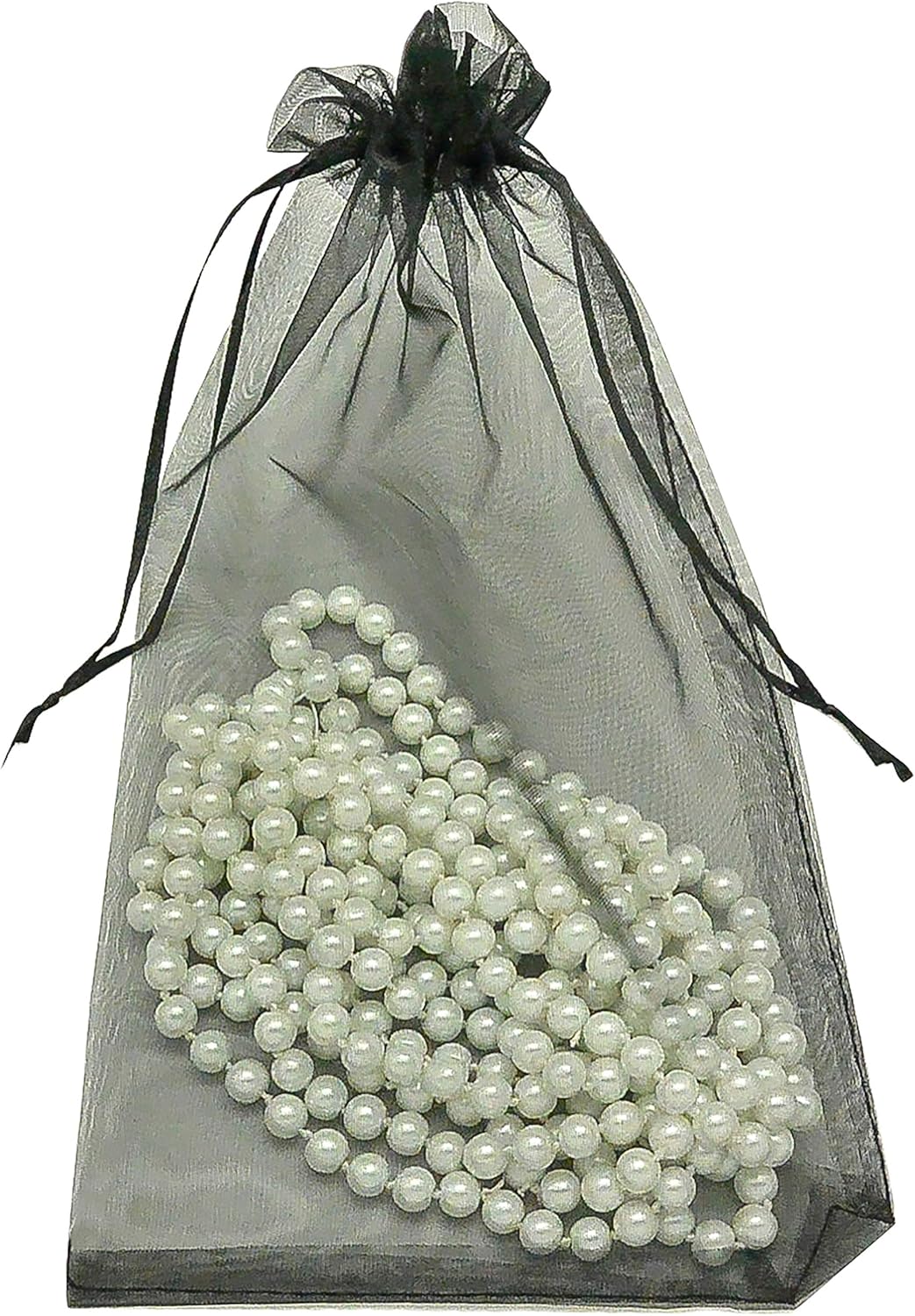 TheDisplayGuys 100-Pack 6x8 Black Sheer Organza Gift Bags with Drawstring, Jewelry Candy Treat Wedding Party Favors Mesh Pouch