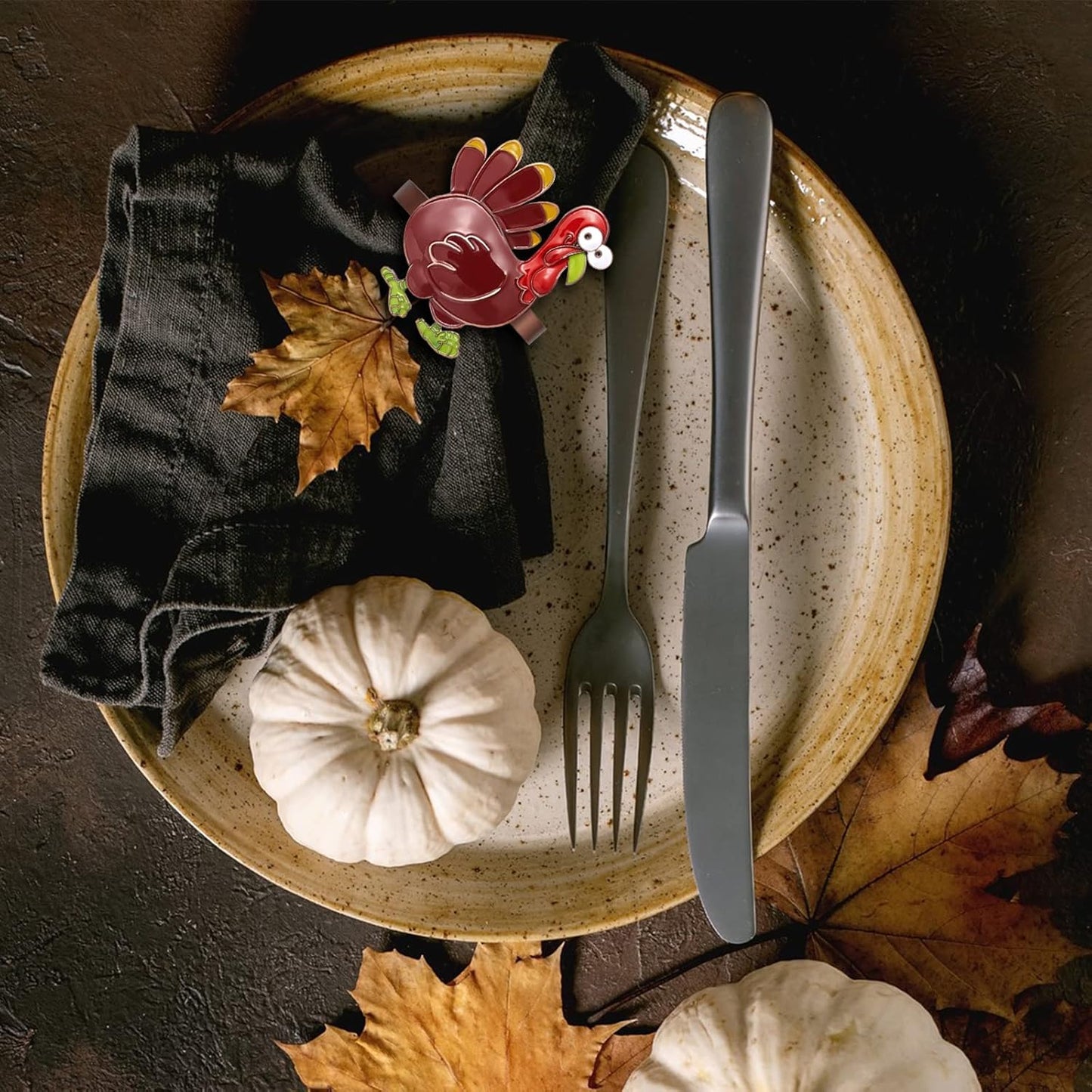 Halatool Thanksgiving Colorful Turkey Napkin Rings Set of 6, Funny Metal Festival Napkin Holders for Thanksgiving Weddings Holidays Gathering Dinner Party Decorations