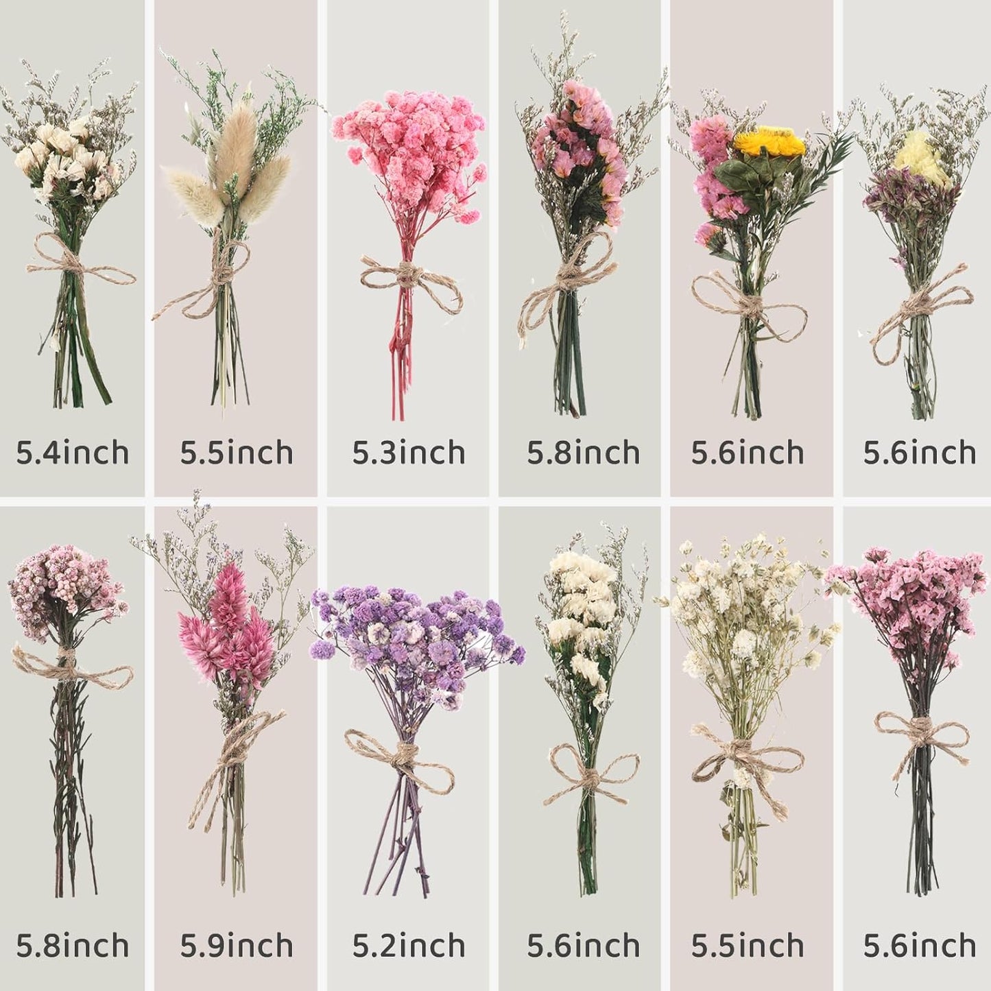 10/12/24/36 Pack Mini Dried Flowers for Vase Wedding Various Mini Bouquet Dried Small Wildflowers Natural Flowers Bulk for Crafts DIY Decor (36, Multicolor)
