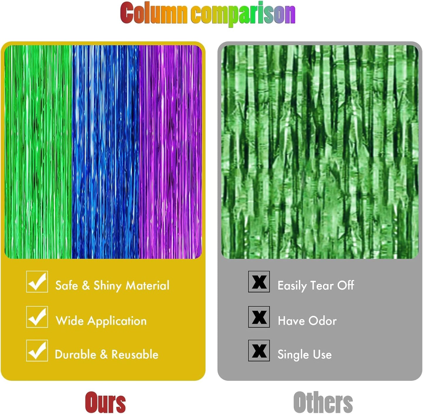 CANREVEL 2 Pack 3.3x8.2 Feet Green Blue and Purple Foil Fringe Backdrop Curtains, Tinsel Streamers Birthday Party Decorations, Photo Booth Props Backdrop for Graduation, Carnival, Baby Shower