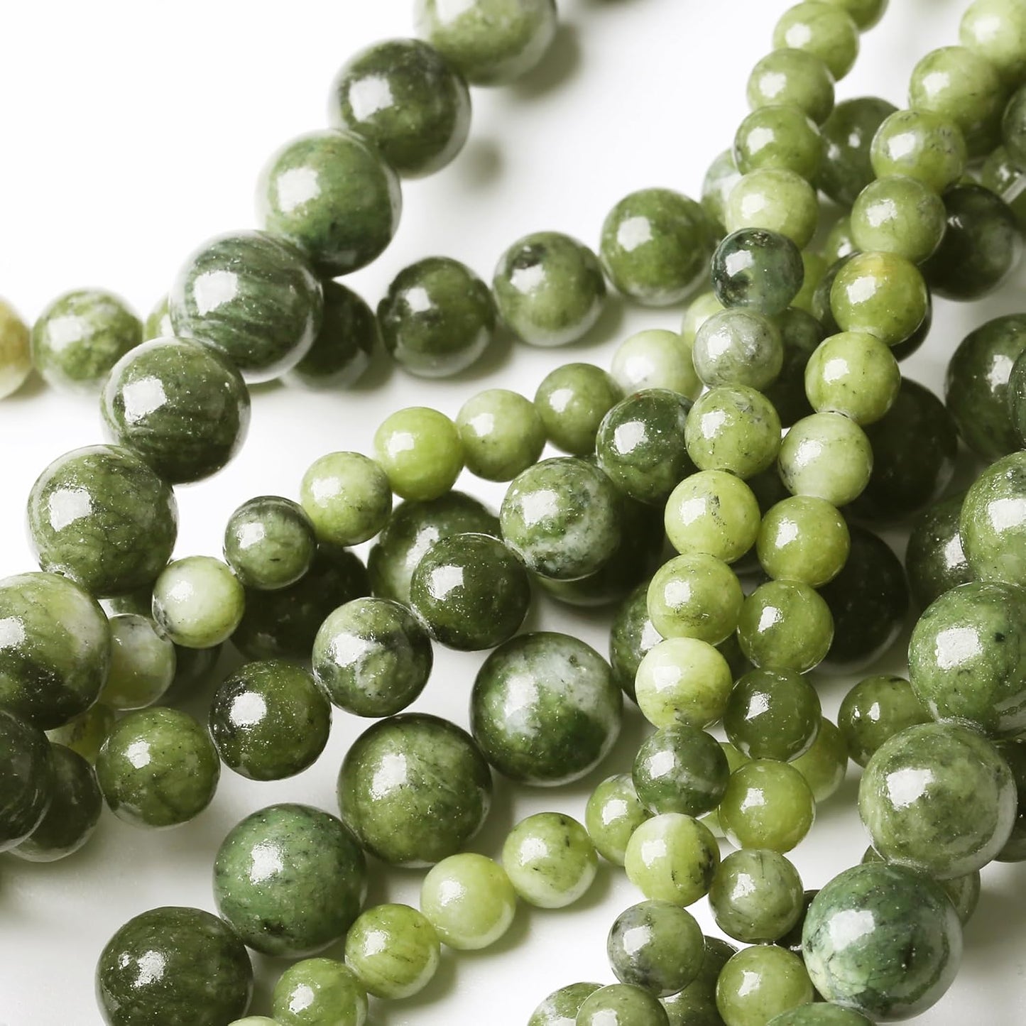 Matcha Green Jade Stone Beads Gemstone Round Crystal Energy Jade Beads Stone Beads for Jewelry Making DIY Bracelet Necklace Jewelry Making 1 Strand 15.5inch 45PCS 8MM