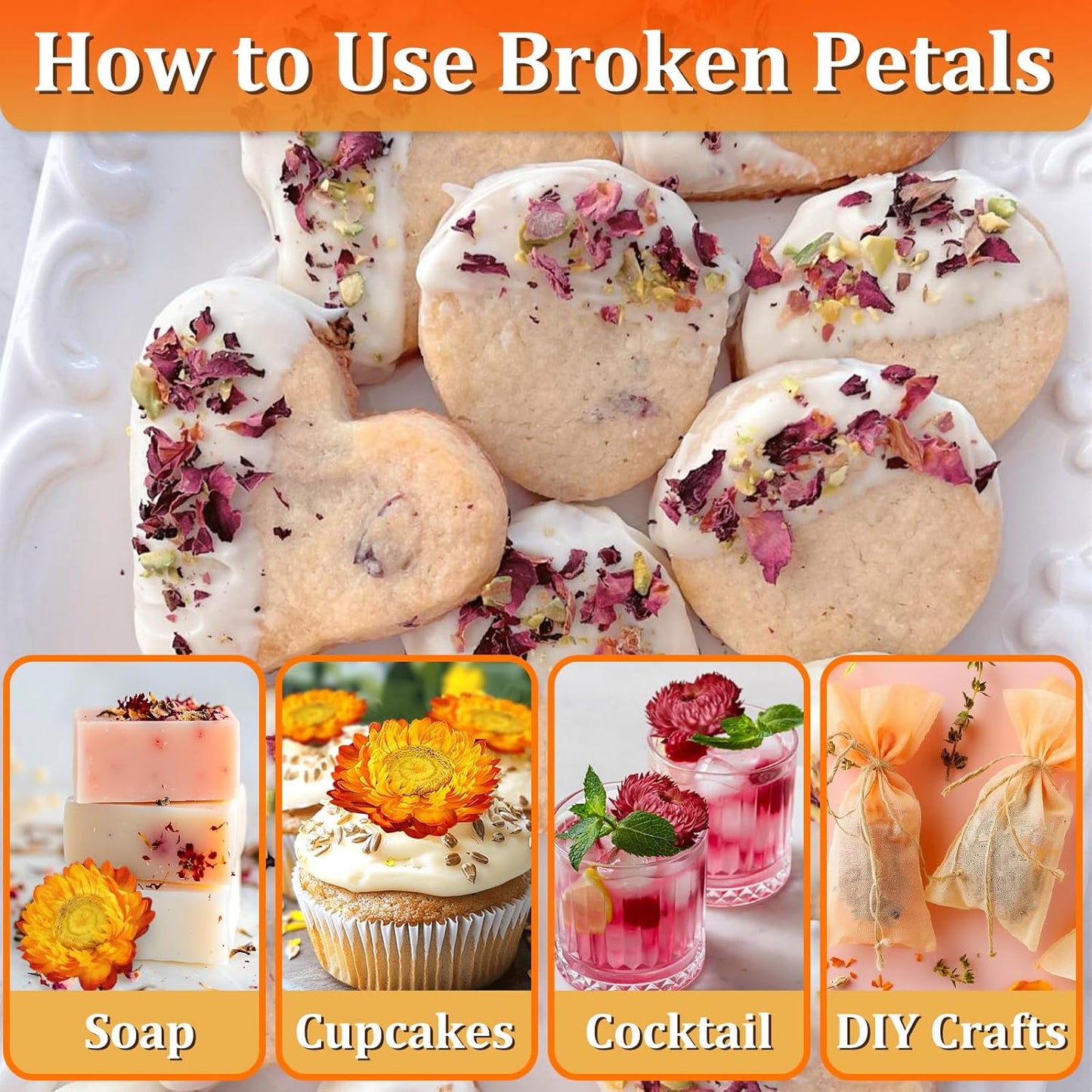 30+ Edible Dried Mixed Flowers – 25g Food Grade Natural Blooms for Cake Decorating, Tea, Cocktails, DIY – Ideal for Cocktail Toppers, Drink Garnish, Bath Soaks – No Additives, Vegan