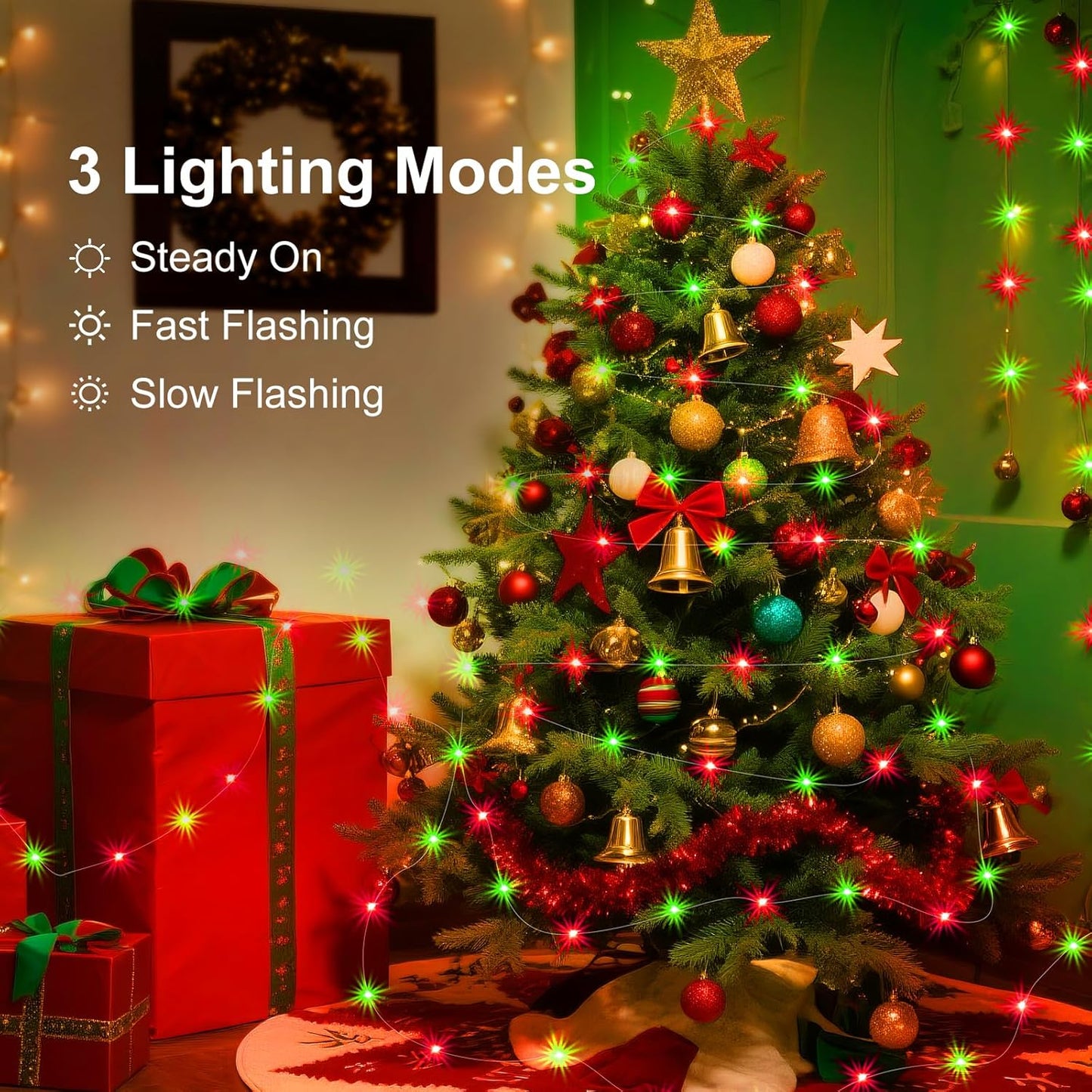 ZGWJ 24 Pack Christmas Fairy Lights Battery Operated, 7ft 20LED Mini Fairy String Lights Silver Wire 3 Modes Waterproof for Christmas Tree DIY, Parties, Bedroom Decorations Red&Green