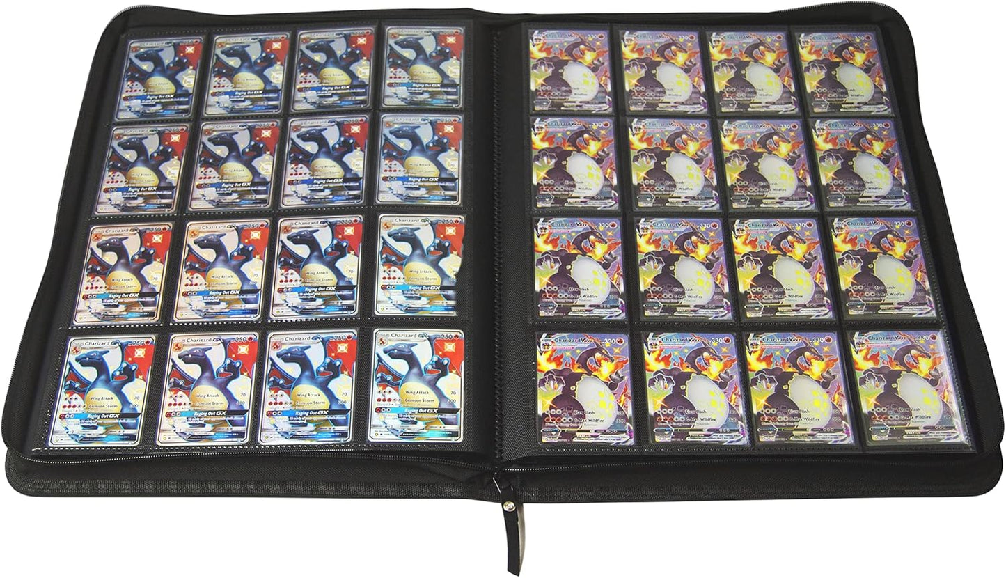 TopDeck 1000 Card Binder - TCG Portfolio - 16 Pocket Card Binder - Ringless Binder Compatible with Pokemon Cards, Yu-Gi-Oh, Magic the Gathering, and More - Side Load Sleeves - Cards Album (Black)
