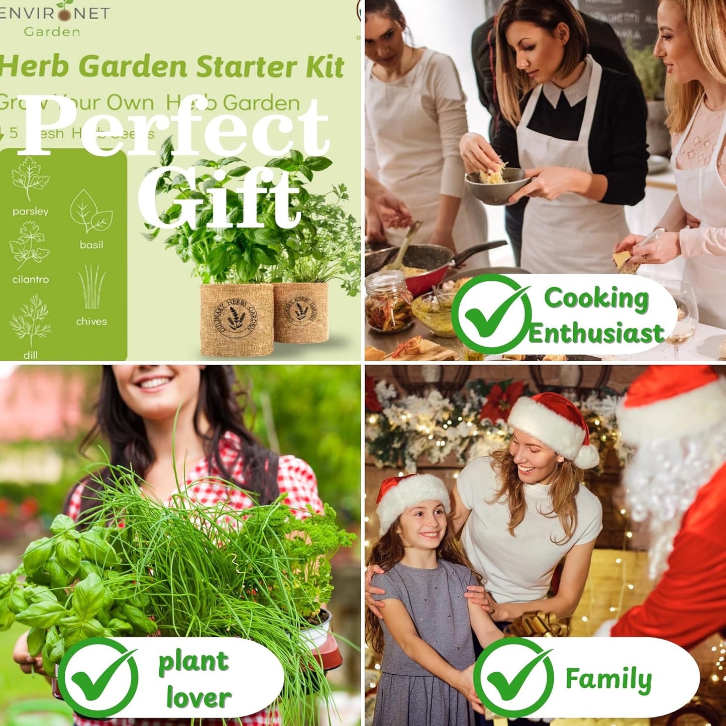 5 Herb Indoor Garden Kit-Burlap Pots, Organic Seeds & Complete Growing Herb Garden Set, Easy Kitchen Garden, Unique Seeds Starter kit, Basil, Parsley, Chives, Cilantro, Dill