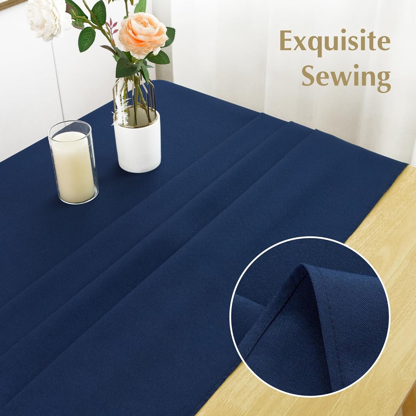 2 Pack Square Table Cloth 52X52 Inch Navy Washable Fabric Tablecloth Polyester Solid Dining Table Cover for Birthday Party Dinner Holiday Outdoor Indoor