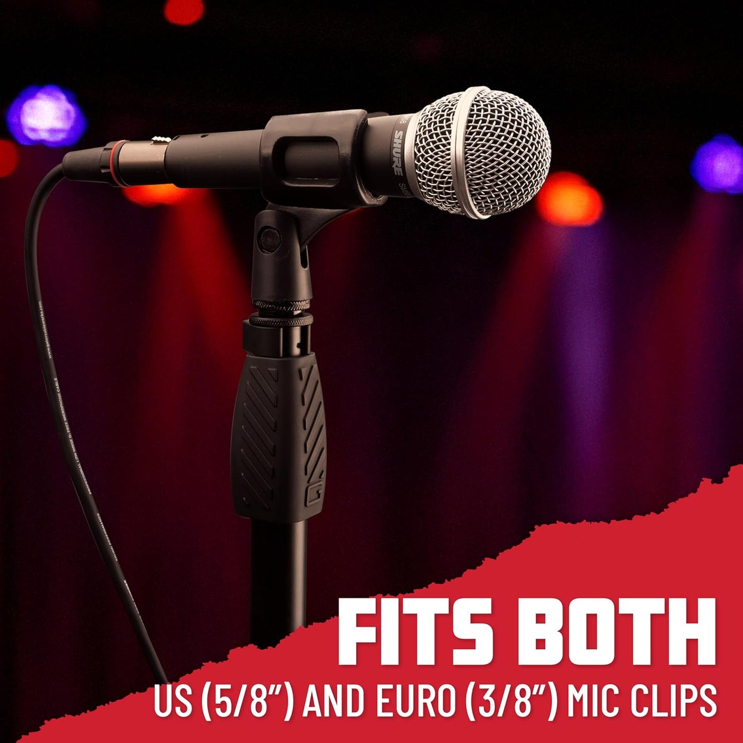 Gator Frameworks Standard Tripod Microphone Stand with Adjustable Height and Both 3/8" and 5/8" Adapters (GFW-MIC-2000)