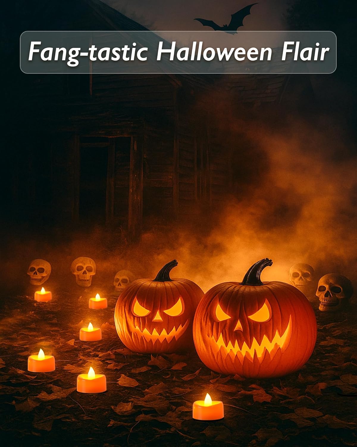 Raycare Orange LED Tea Lights Battery Operated, 200+Hour Flickering Votive Candles,Realistic Fake Flameless Tea Lights for Wedding Party Halloween Thanksgiving Christmas Decorations, 24 Pack