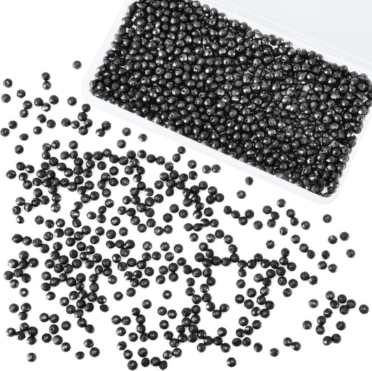 1200Pcs 4mm Crystal Glass Beads for Jewelry Making Beads for Bracelets Necklace Pendants Making Supplies(Black)