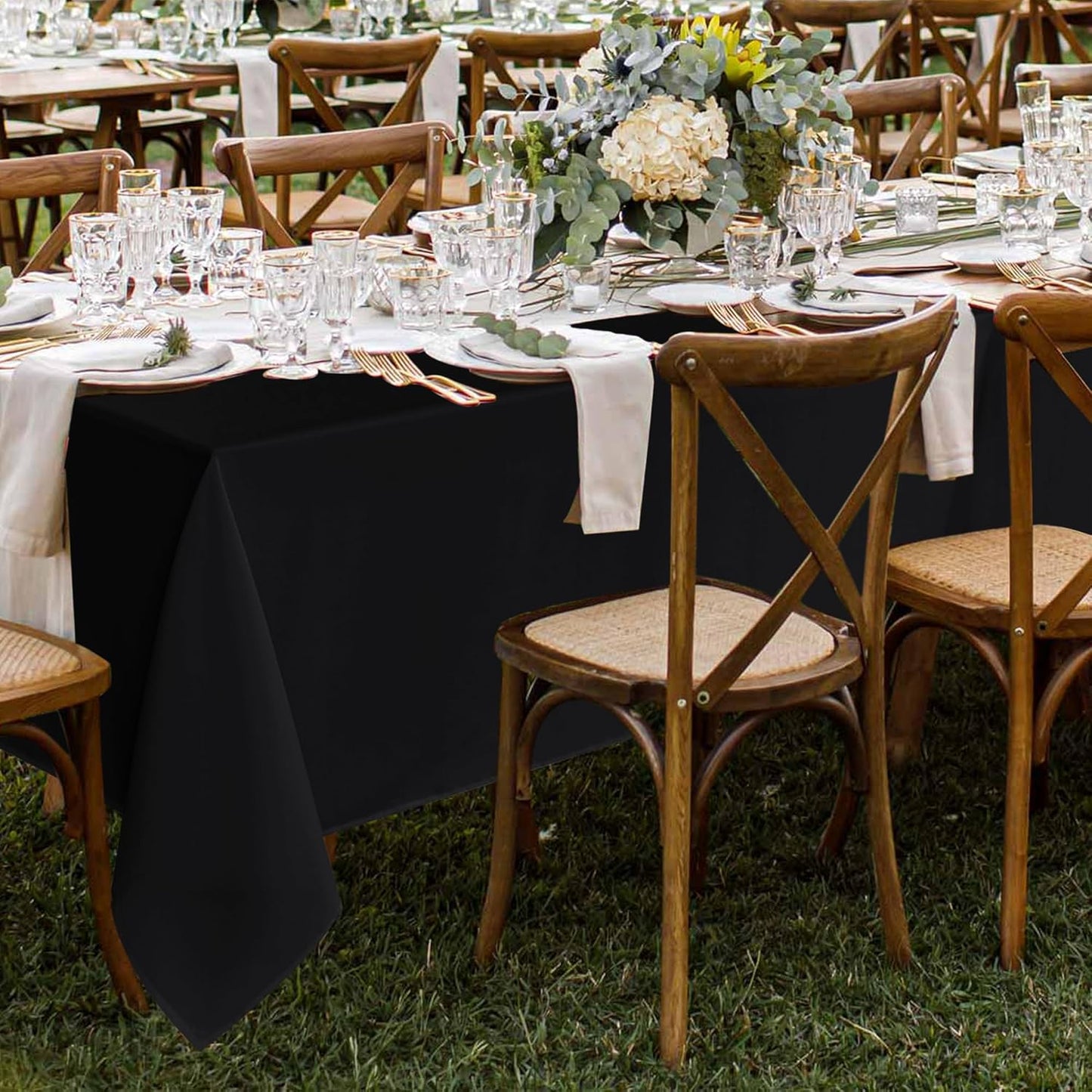 Fitable 8 Pack Table Cloth Rectangle Table: Stain and Wrinkle Resistant Tablecloth Rectangular, Washable Polyester Tablecloths for Wedding Party Dining Banquet Event Catering(Black, 70x120 Inch)