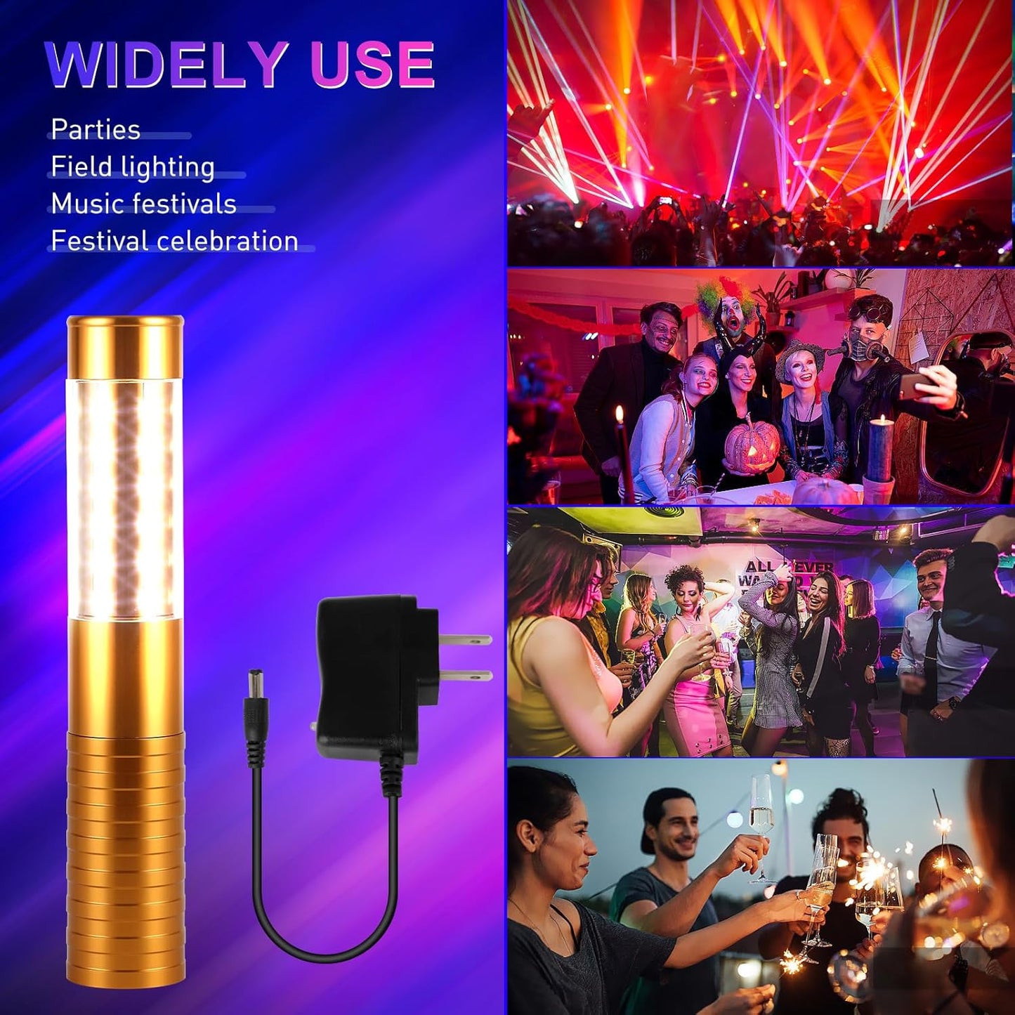 WILON Bottle Service Lights Rechargeable Bottle Service Sparklers Reusable Handheld Girl Lights LED Baton Strobe Light for Parties Bar Club Nightclub Birthday Weddings - 2 Pack