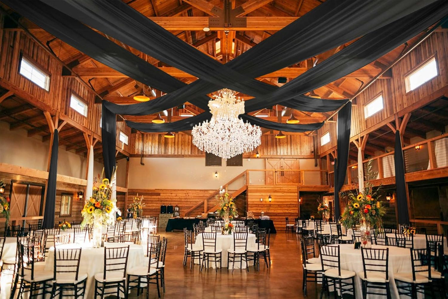 6 Panels Black Ceiling Drapes for Wedding 5ftx10ft Ceiling Drapes Wedding Arch Draping Fabric Cheesecloth Sheer Curtain Romantic Ceiling Decorations for Weddings Party Banquet Ceremony Stage