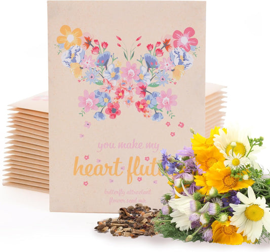 Make Your Heart Flutter 25 Bird and Butterfly Wildflower Seed Packets for Planting, A Beautiful Valentines Day Gift, Bentley Seed Co