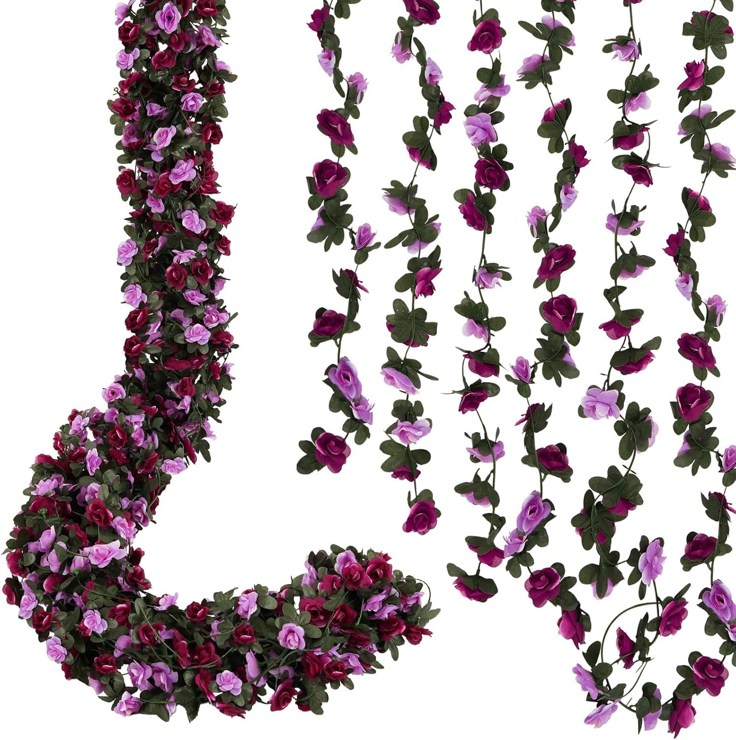 12 Pcs 99 Ft Flower Garland Rose Vines, Rose Garland for Decoration, Flower Vine for Room Table Birthday Wedding Party Garden Wall Decor