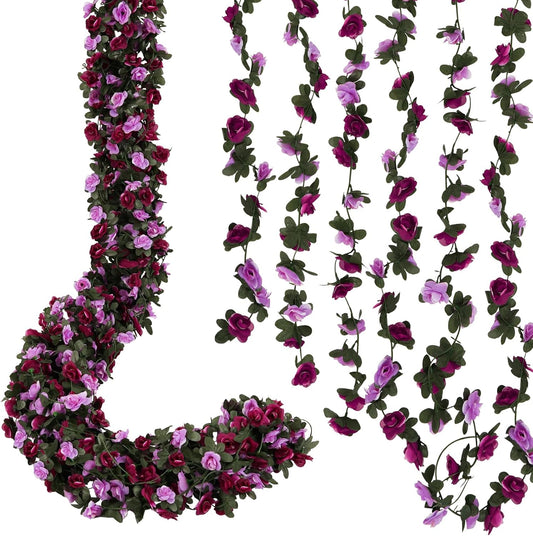 12 Pcs 99 Ft Flower Garland Rose Vines, Rose Garland for Decoration, Flower Vine for Room Table Birthday Wedding Party Garden Wall Decor