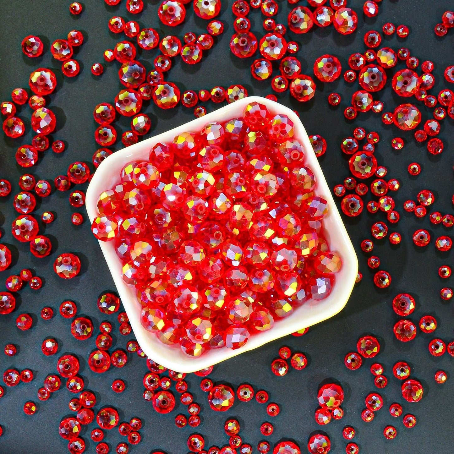 220Pcs 10mm Crystal Glass Beads for Jewelry Making Beads for Bracelets Necklace Pendants Making Supplies(Red)