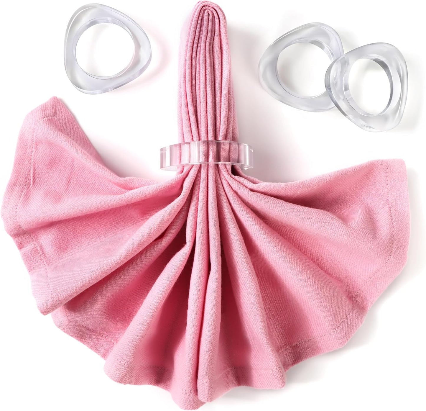 Clear Acrylic Napkin Rings - Set of 12 Modern Oval Beveled Holders for Cloth Napkins | Elegant Serviette Rings for Dining Table, Wedding, Party & Holiday Décor (Transparent) - ALPHA Living HOME