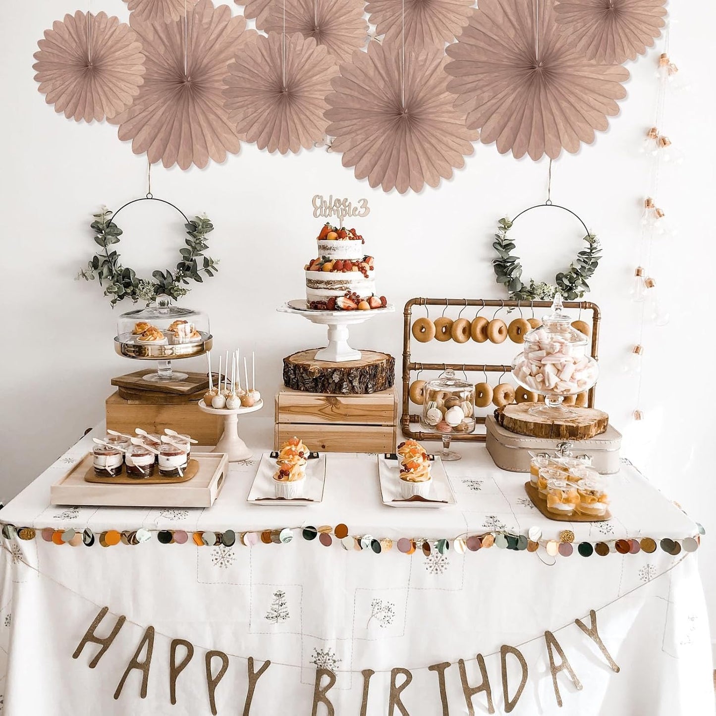 20 Pcs Brown Hanging Paper Fan, Hanging Honeycomb Round Paper Fans for Weddings, Birthdays, Christmas, Baby Showers, Classroom, Events Ceiling Party Supplies Decorations