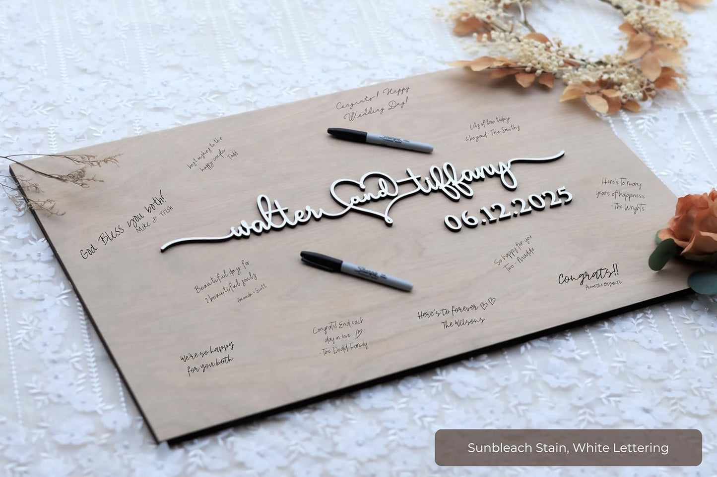 Personalized Last Name Guest Book, Unique Guest Book Sign, Custom Alternative Guest Book, Wooden Guest Book, Wedding Ceremony Guestbook Sign (Design 12)