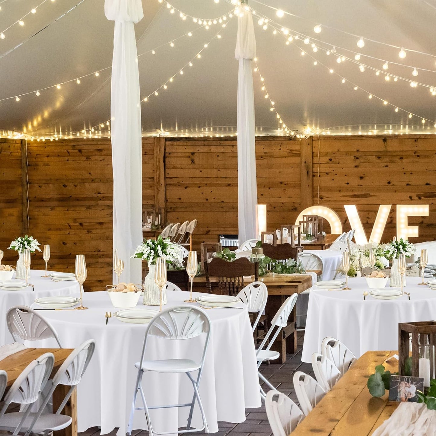 Fitable 8 Pack Round Tablecloths: Stain Resistant Wrinkle Free Circle Table Clothes, Washable Reusable Polyester Table Covers for Wedding Party Birthday Banquet Reception(White, 70 Inch)