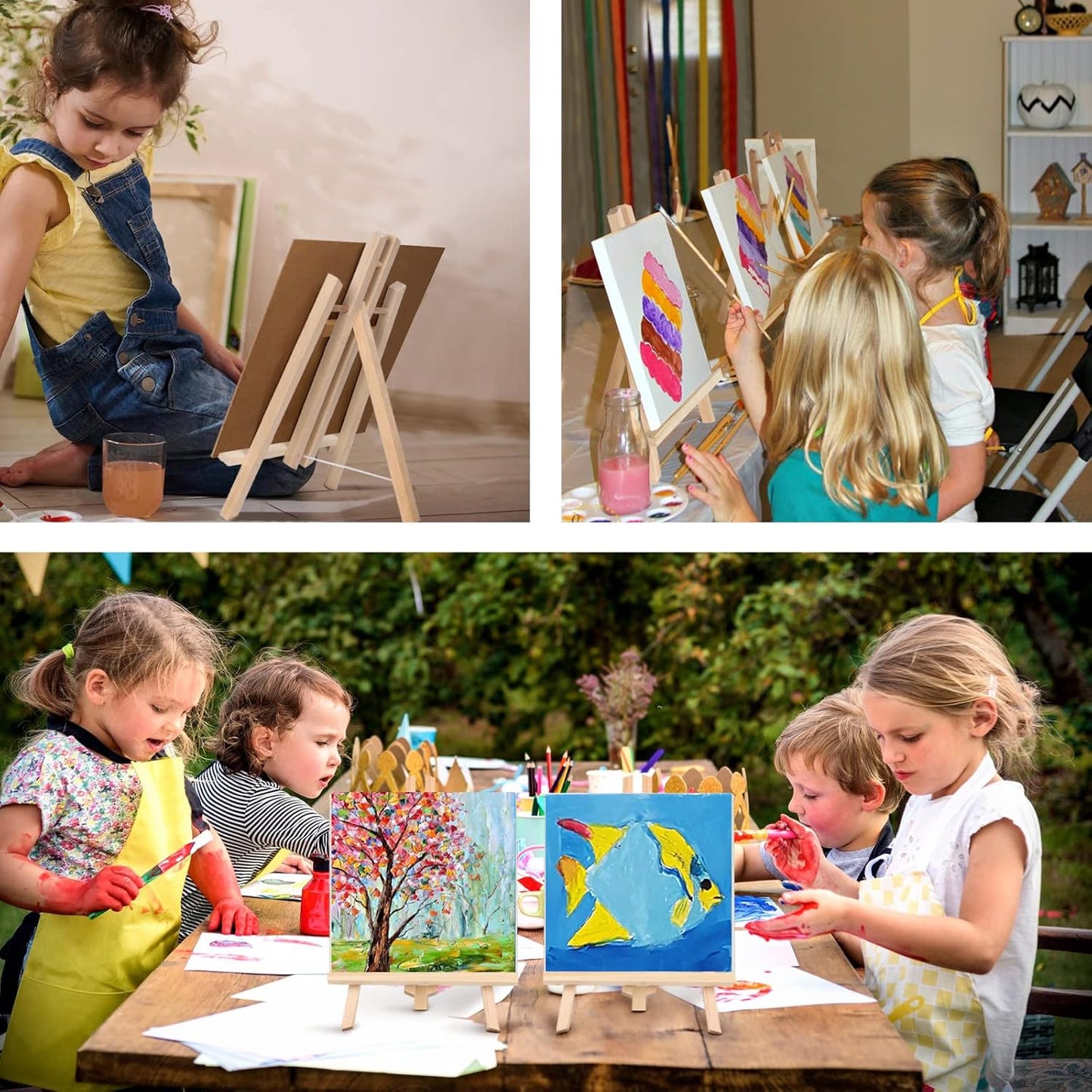 Kinlink 11.8 Inch Tall Wood Easels for Display Set of 8, Display Easel Tabletop, Painting Easel Stand for Artist Students…