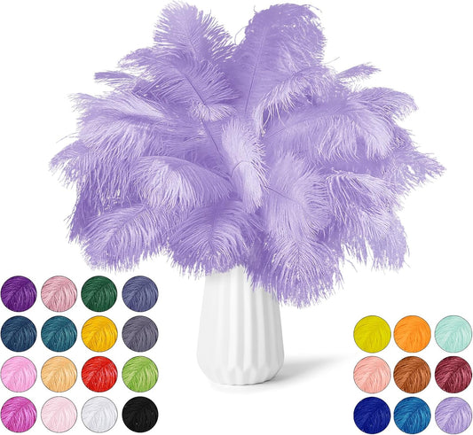 NEWONG 30pcs Light Purple Ostrich Feathers Natural Bulk 11-14inch(28-35cm) Vase Craft Wedding Home Party Centerpieces Christmas Day Decoration