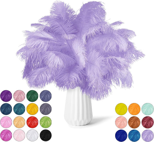 NEWONG 30pcs Light Purple Ostrich Feathers Natural Bulk 9-12in（23-30cm） Vase Craft Wedding Home Party Centerpieces Christmas Day Decoration